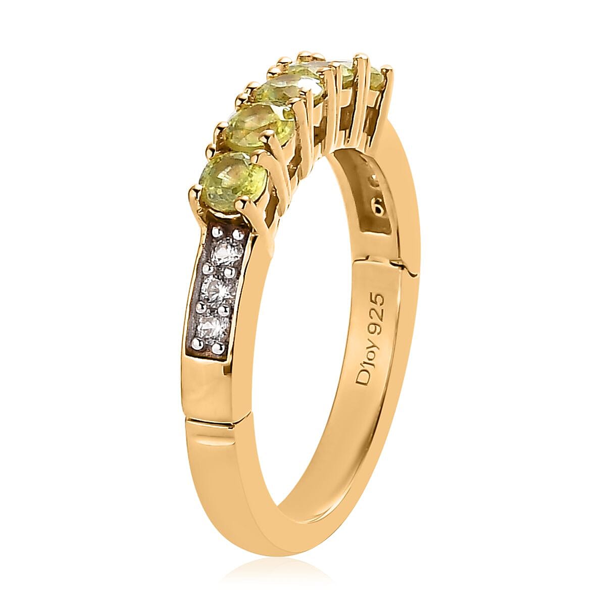 Premium Sava Sphene and White Zircon Band Ring in Vermeil Yellow Gold Sterling Silver (Size 6.0) 0.85 ctw image number 3