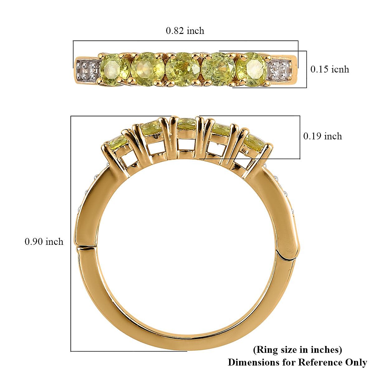 Premium Sava Sphene and White Zircon Band Ring in Vermeil Yellow Gold Sterling Silver (Size 6.0) 0.85 ctw image number 5