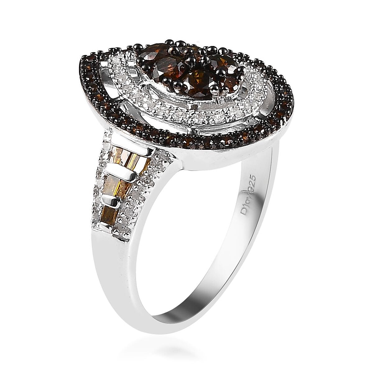 Red and White Diamond Ring in Platinum Over Sterling Silver (Size 5.0) 1.00 ctw image number 3