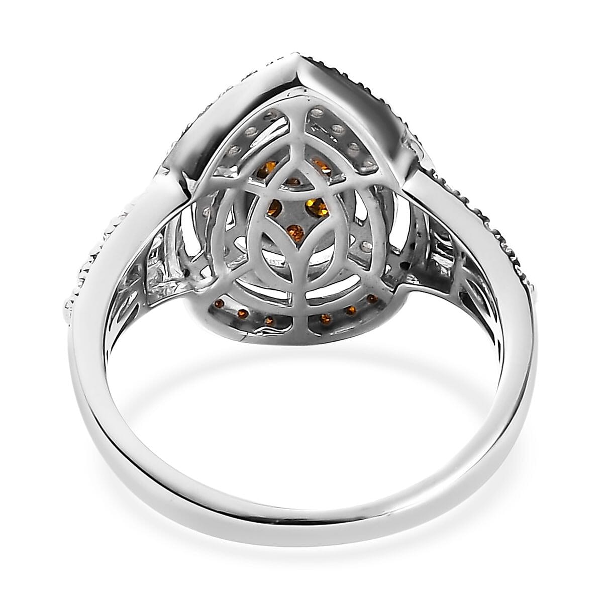 Red and White Diamond Ring in Platinum Over Sterling Silver (Size 6.0) 1.00 ctw image number 4