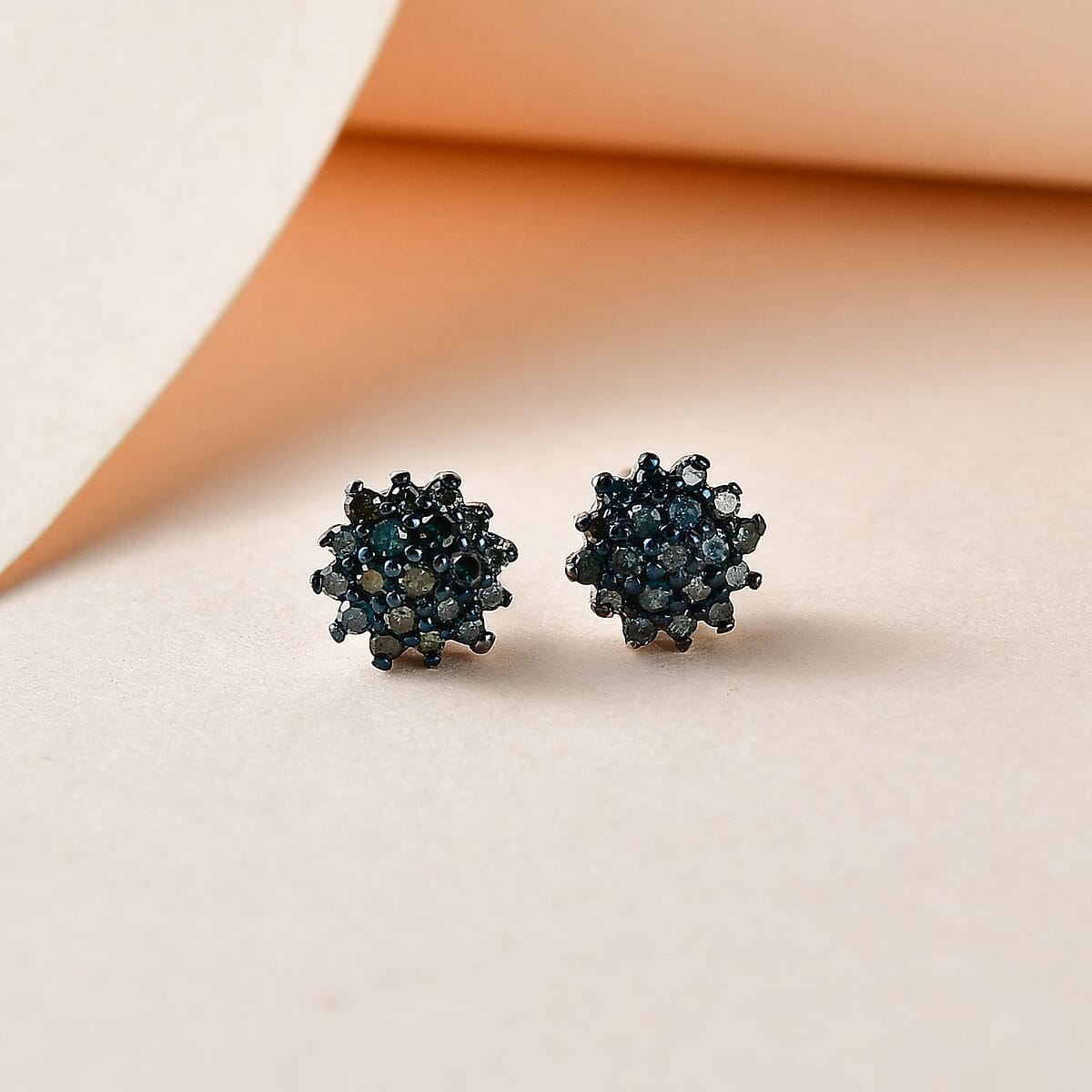 Blue Diamond Stud Earrings in Platinum Over Sterling Silver 0.25 ctw image number 1