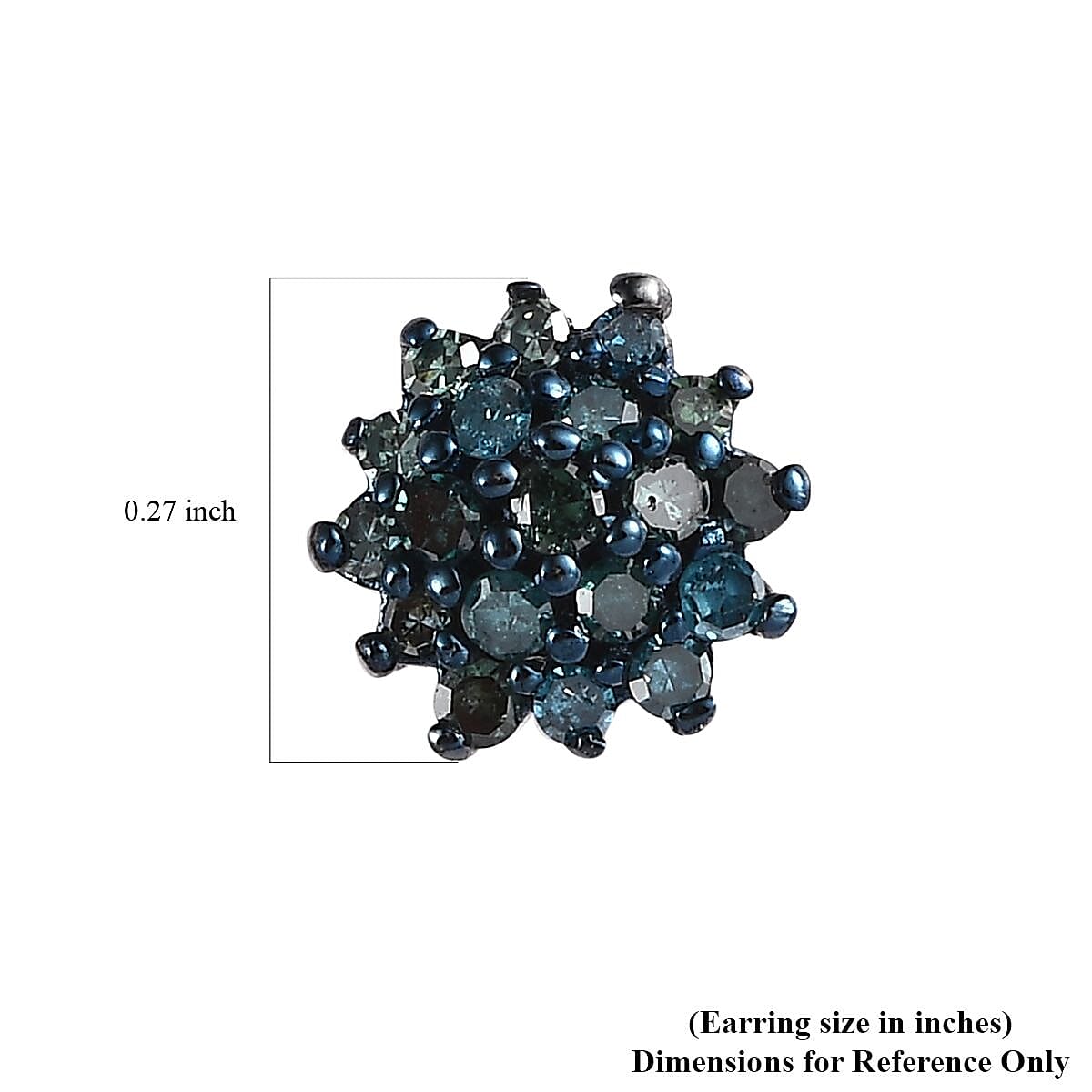 Blue Diamond Stud Earrings in Platinum Over Sterling Silver 0.25 ctw image number 4