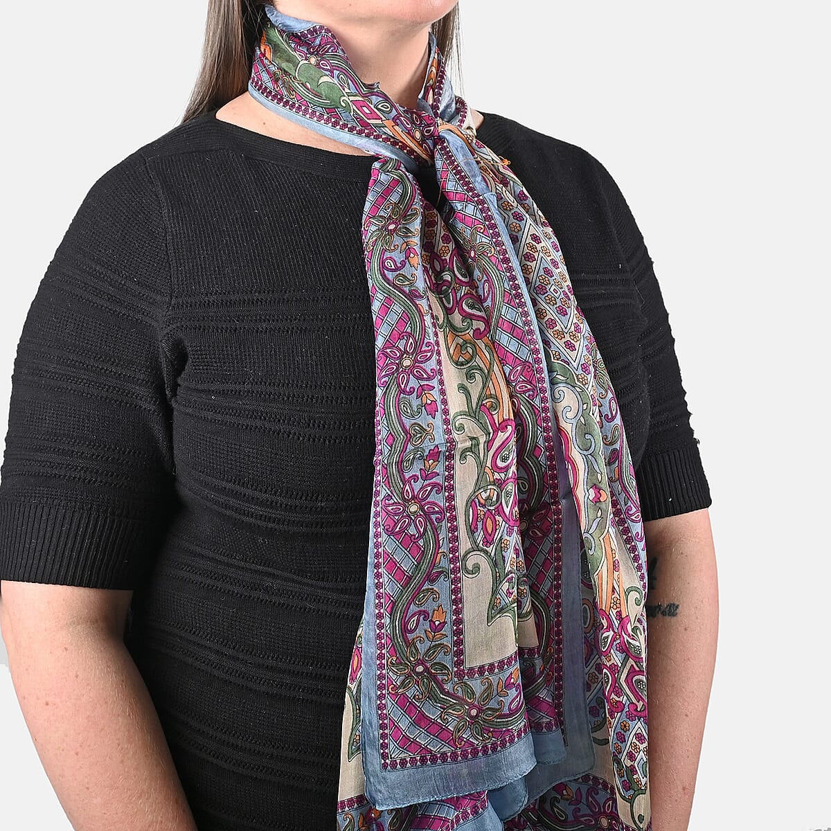 Multi Luxury Silk Decorative Scarf image number 1