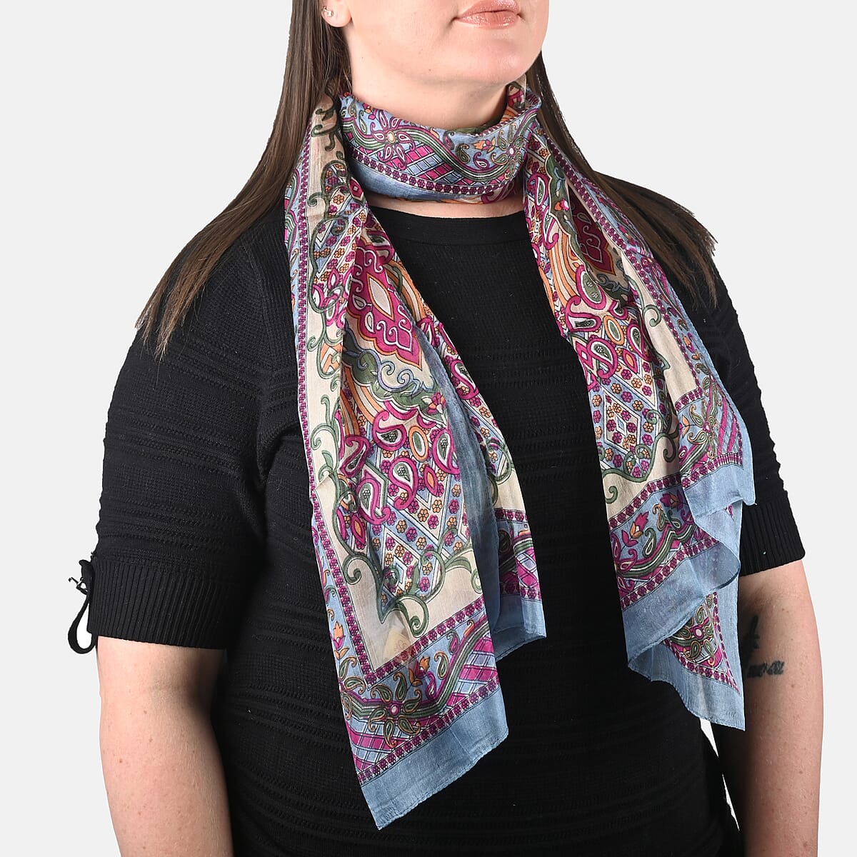 Multi Luxury Silk Decorative Scarf image number 3