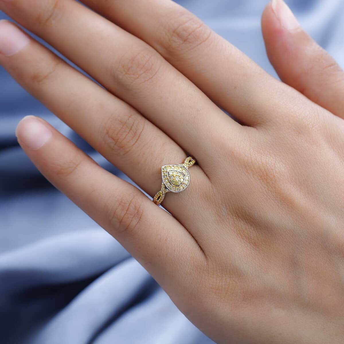 Natural Yellow Diamond I3 Infinity Shank Ring in Platinum Over Sterling Silver (Size 10.0) 0.25 image number 2