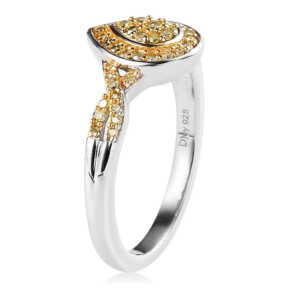 Natural Yellow Diamond I3 Infinity Shank Ring in Platinum Over Sterling Silver (Size 10.0) 0.25 image number 3