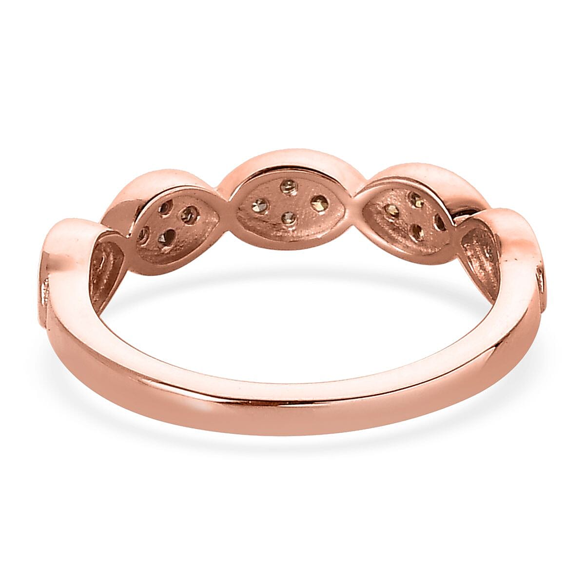 Natural Champagne Diamond Band Ring in Vermeil Rose Gold Over Sterling Silver (Size 10.0) 0.25 ctw image number 4