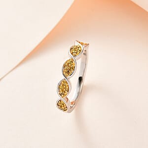 Yellow Diamond Band Ring in Platinum Over Sterling Silver (Size 6.0) 0.25 ctw