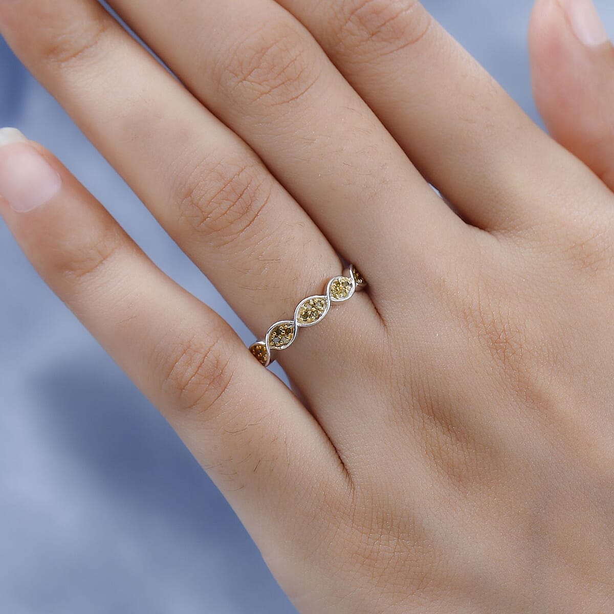 Yellow Diamond Band Ring in Platinum Over Sterling Silver (Size 6.0) 0.25 ctw image number 2