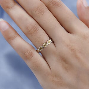 Yellow Diamond Band Ring in Platinum Over Sterling Silver (Size 6.0) 0.25 ctw