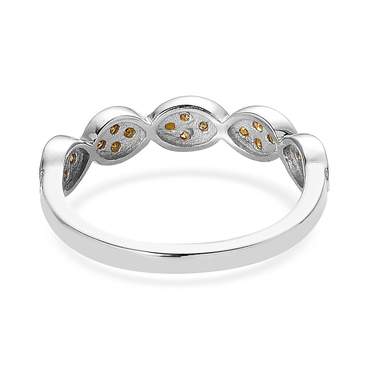 Yellow Diamond Band Ring in Platinum Over Sterling Silver (Size 6.0) 0.25 ctw image number 4