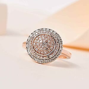 Natural Pink and White Diamond 0.50 ctw Ring in Vermeil Rose Gold Over Sterling Silver (Size 10.0)