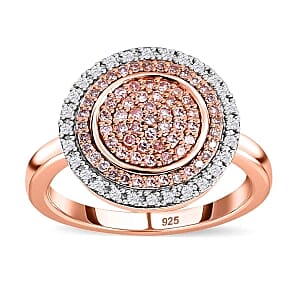 Natural Pink and White Diamond 0.50 ctw Ring in Vermeil Rose Gold Over Sterling Silver (Size 10.0)