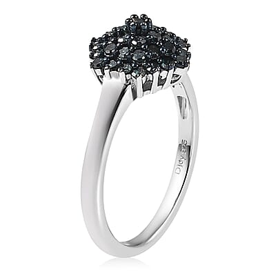 Blue Diamond (IR) Cocktail Ring in Platinum Over Sterling Silver (Size 6.0) 0.50 ctw