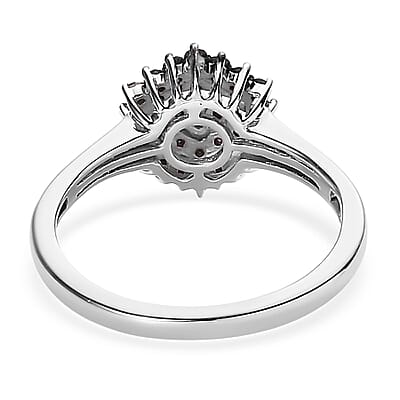 Blue Diamond (IR) Cocktail Ring in Platinum Over Sterling Silver (Size 6.0) 0.50 ctw