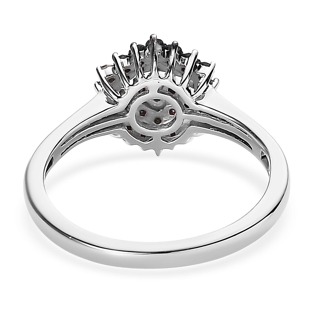 Blue Diamond Floral Ring in Platinum Over Sterling Silver (Size 6.0) 0.50 ctw image number 4