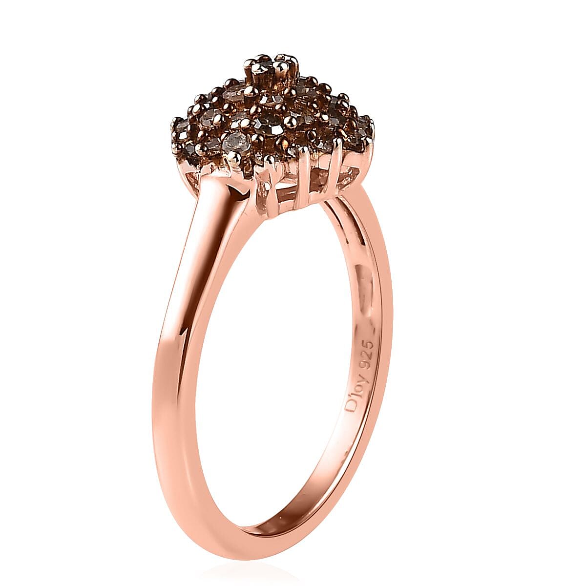 Natural Champagne Diamond Floral Ring in Vermeil Rose Gold Over Sterling Silver (Size 7.0) 0.50 ctw image number 3