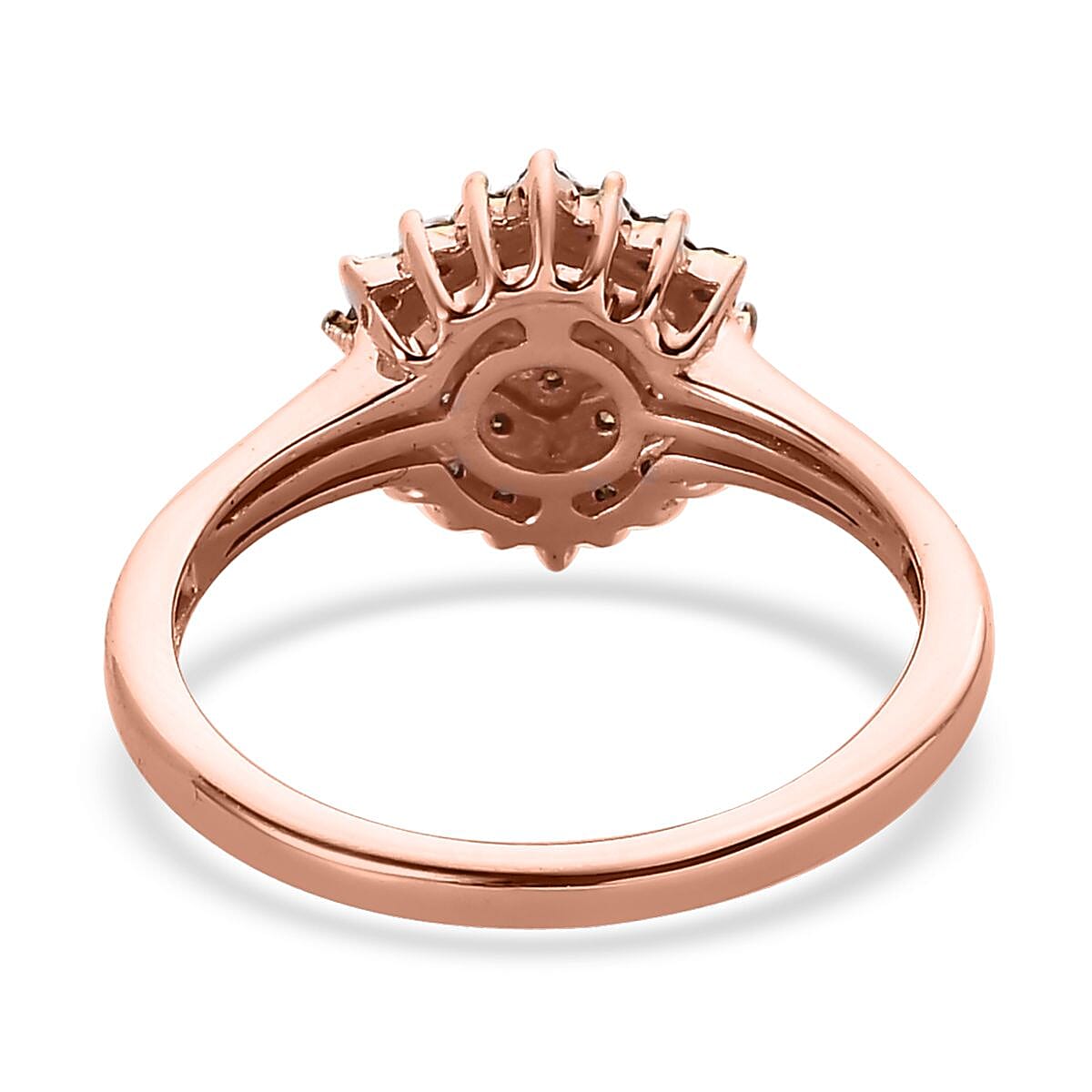 Natural Champagne Diamond Floral Ring in Vermeil Rose Gold Over Sterling Silver (Size 7.0) 0.50 ctw image number 4