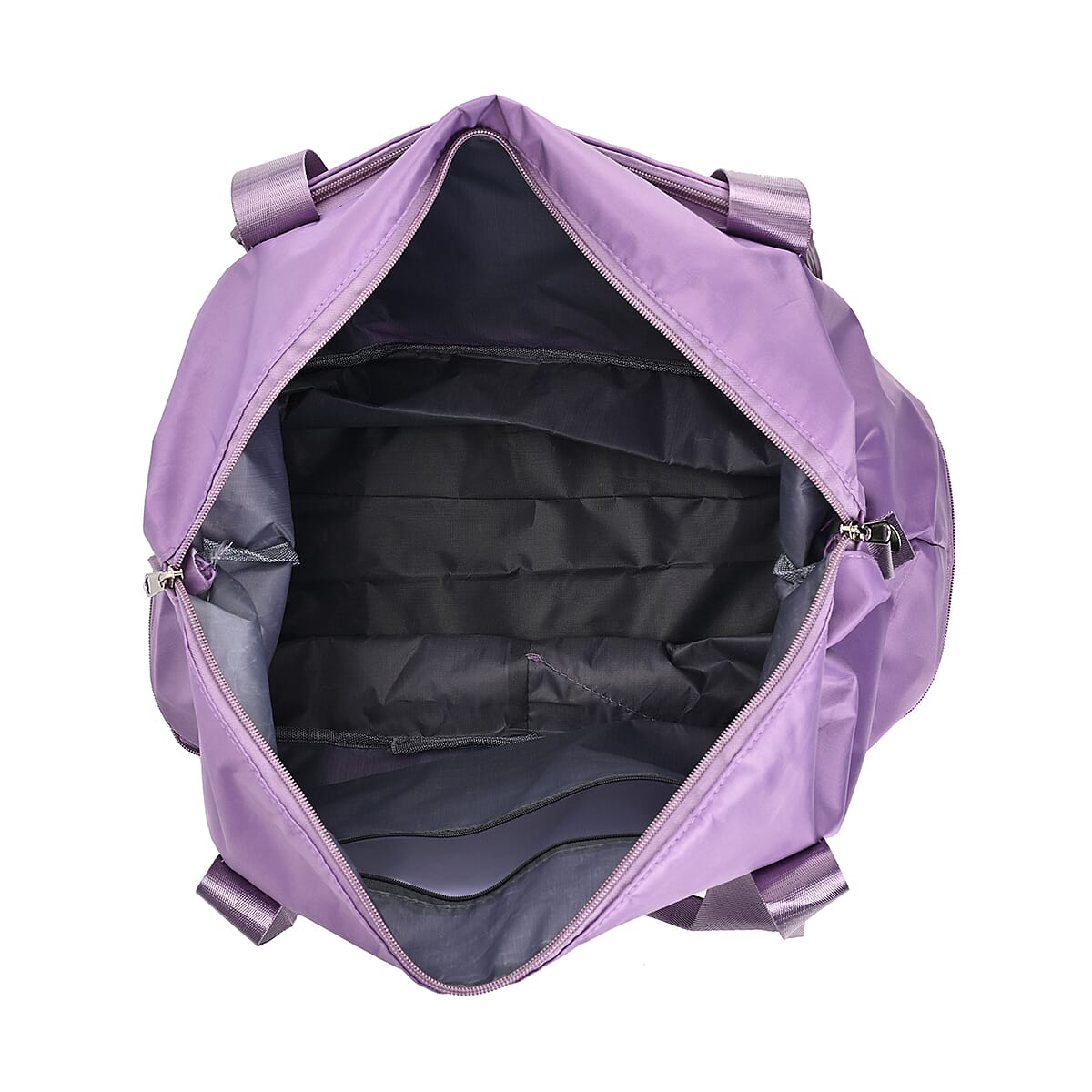 Purple 100% Polyester Hand Washable Foldable Travel Bag with Zipper Closure image number 3