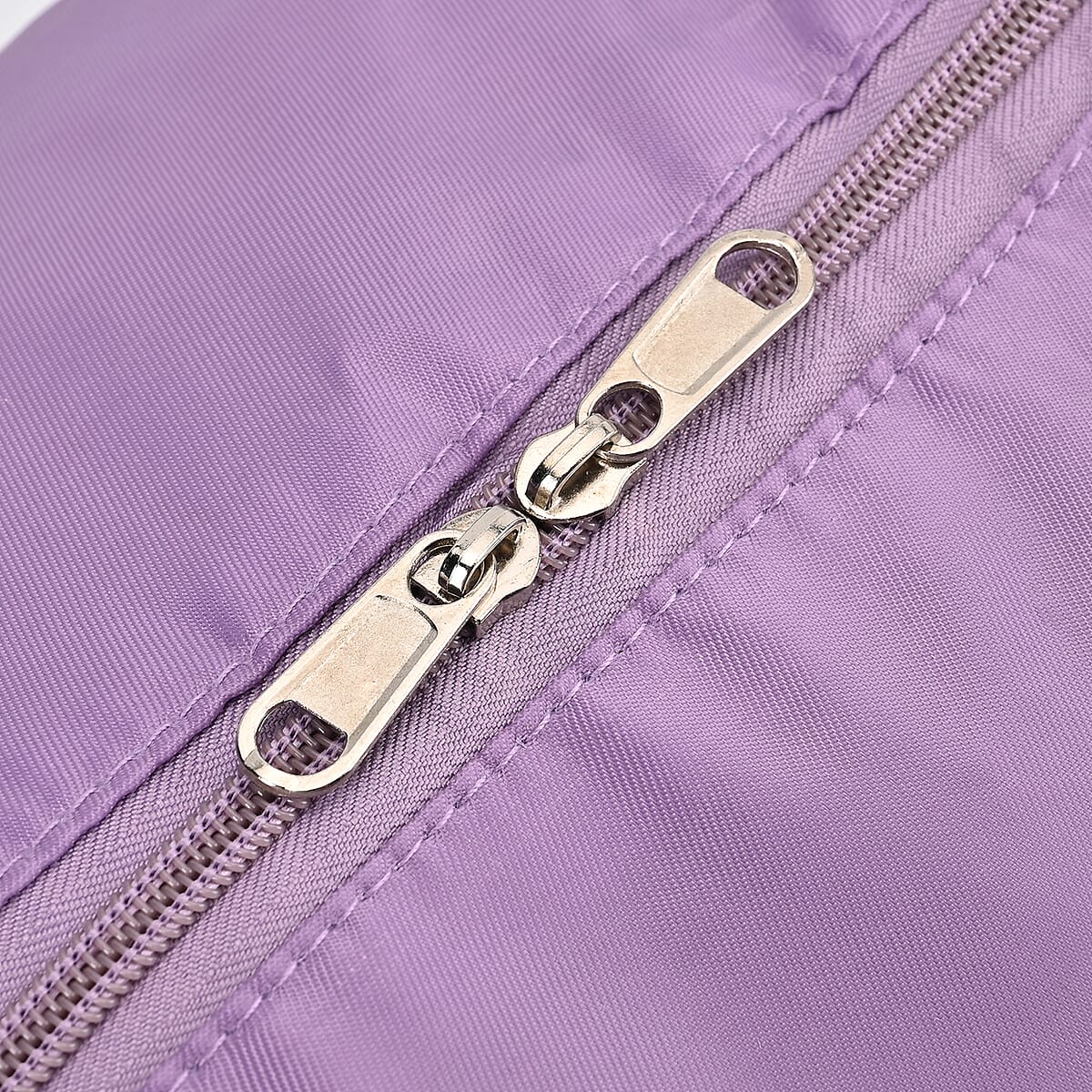 Purple 100% Polyester Hand Washable Foldable Travel Bag with Zipper Closure image number 6