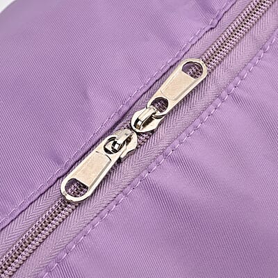Purple 100% Polyester Hand Washable Foldable Travel Bag with Zipper Closure