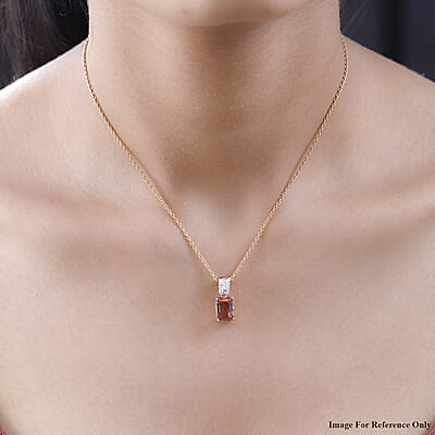 Luxoro 10K Rose Gold Premium Blush Tourmaline and Diamond Pendant 3.35 ctw