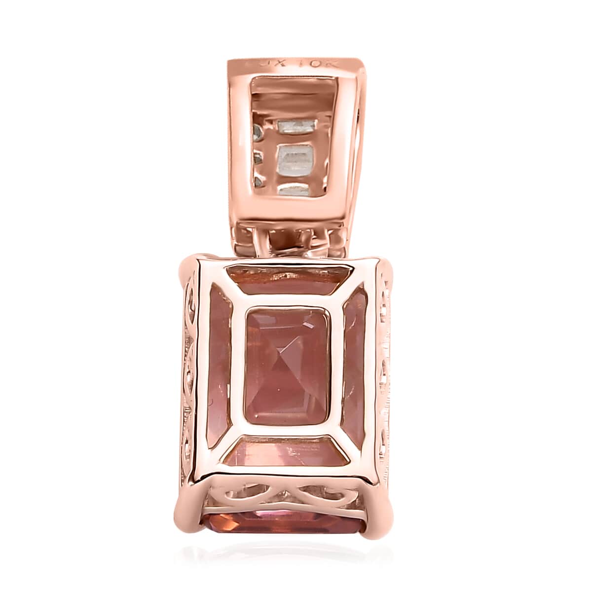 Luxoro 10K Rose Gold Premium Blush Tourmaline and Diamond Pendant 3.35 ctw image number 3