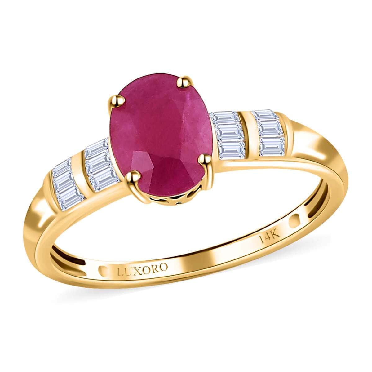 Luxoro 14K Yellow Gold AAA Mozambique Ruby and Moissanite Ring (Size 7.0) 1.70 ctw image number 0