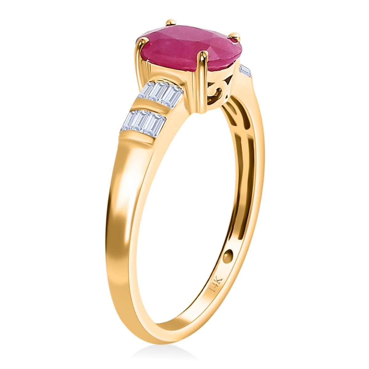 Luxoro 14K Yellow Gold AAA Mozambique Ruby and Moissanite Ring (Size 7.0) 1.70 ctw image number 3