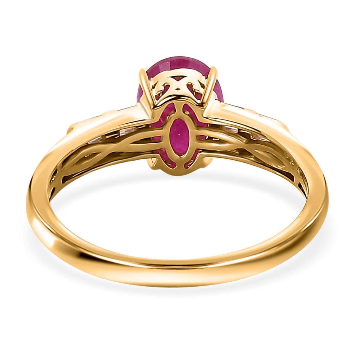 Luxoro 14K Yellow Gold AAA Mozambique Ruby and Moissanite Ring (Size 7.0) 1.70 ctw image number 4