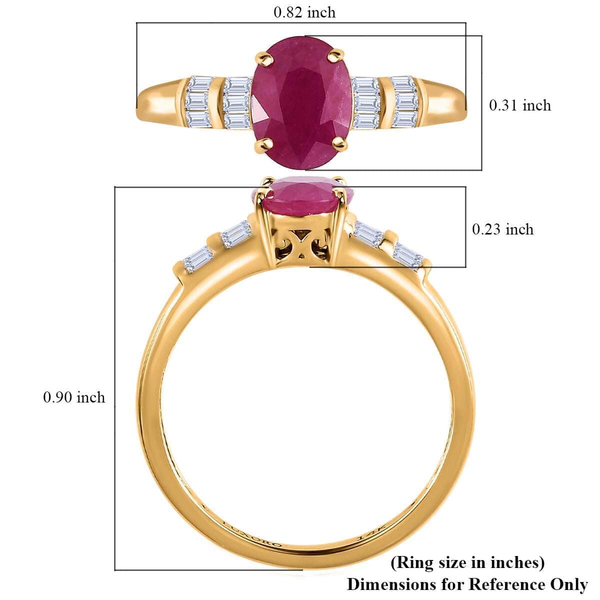 Luxoro 14K Yellow Gold AAA Mozambique Ruby and Moissanite Ring (Size 7.0) 1.70 ctw image number 5