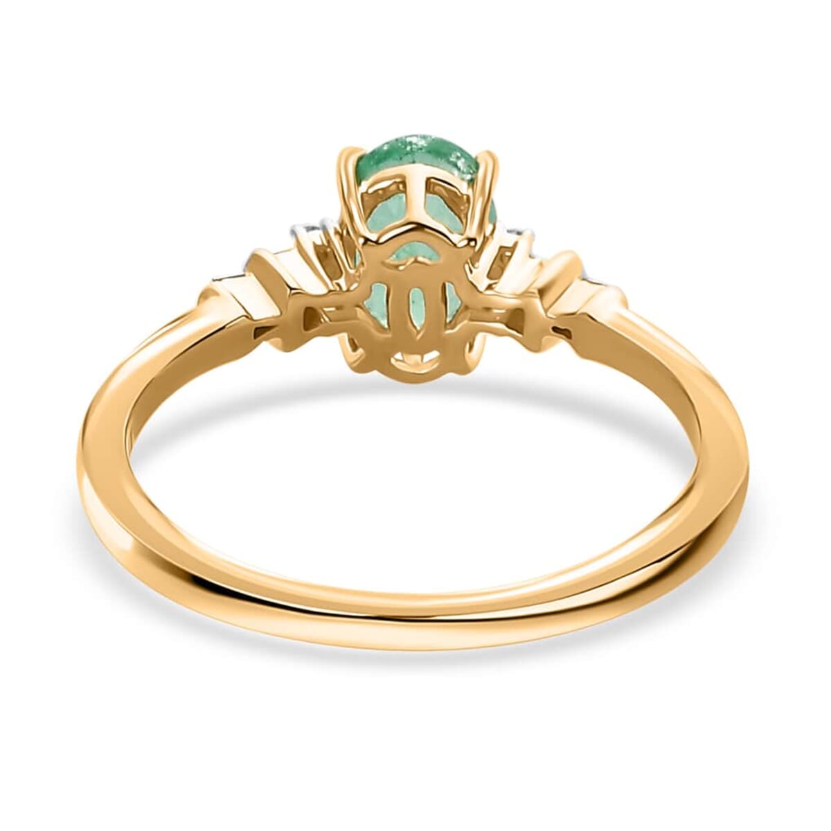 Luxoro 14K Yellow Gold AAA Boyaca Colombian Emerald and G-H I2 Diamond Ring 0.80 ctw image number 4