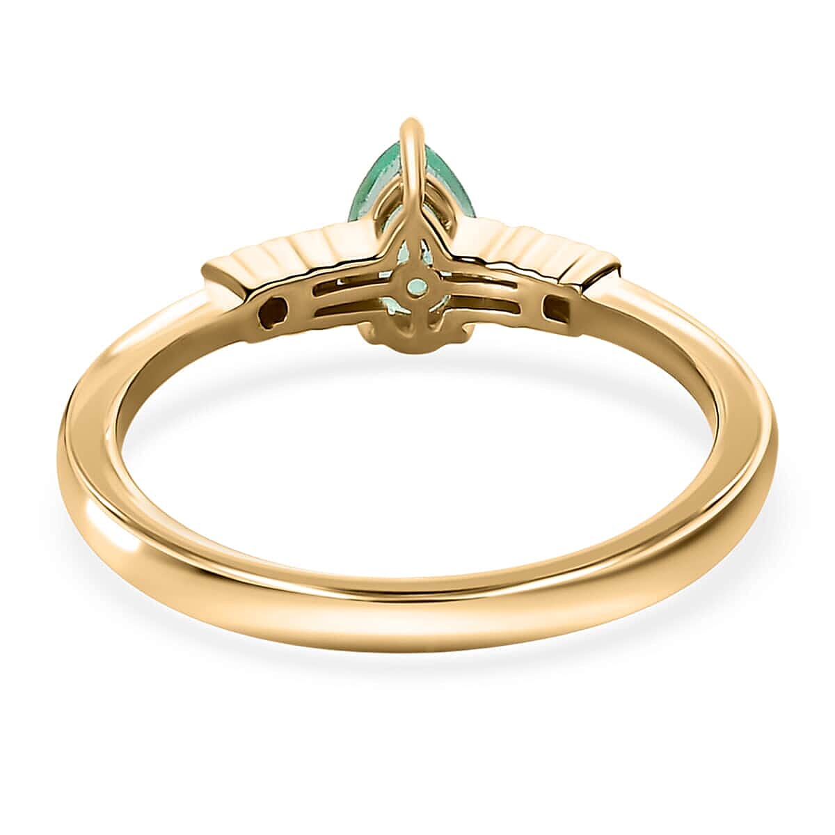 Luxoro 14K Yellow Gold AAA Boyaca Colombian Emerald and G-H I2 Diamond Ring (Size 10.0) 0.50 ctw