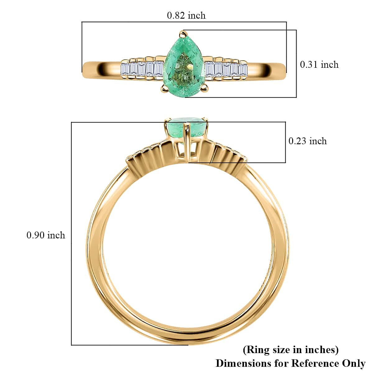 Luxoro 14K Yellow Gold AAA Boyaca Colombian Emerald and G-H I2 Diamond Ring (Size 10.0) 0.50 ctw