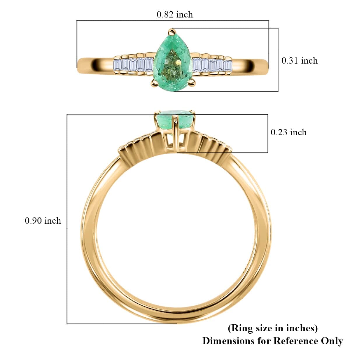 Luxoro 14K Yellow Gold AAA Boyaca Colombian Emerald and G-H I2 Diamond Ring 0.50 ctw image number 5
