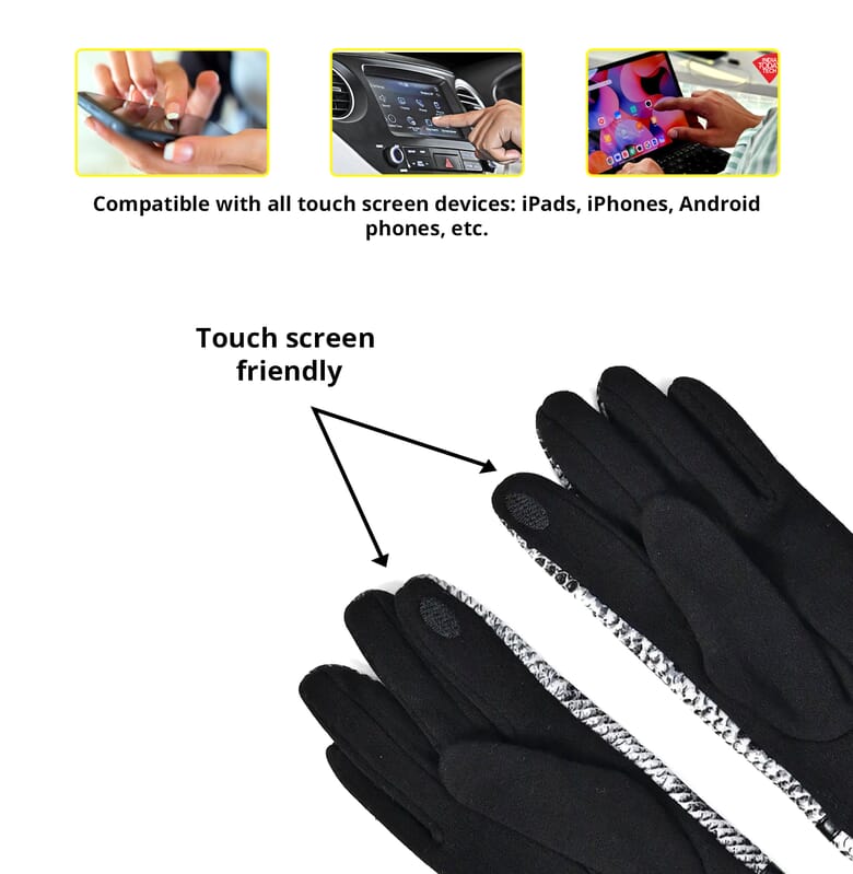 Python Skin Printed Hat (9.5 cm) and 1 Pair Gloves - Gray
