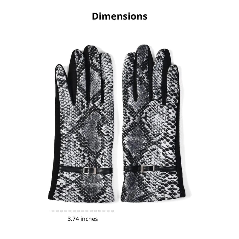 Python Skin Printed Hat (9.5 cm) and 1 Pair Gloves - Gray