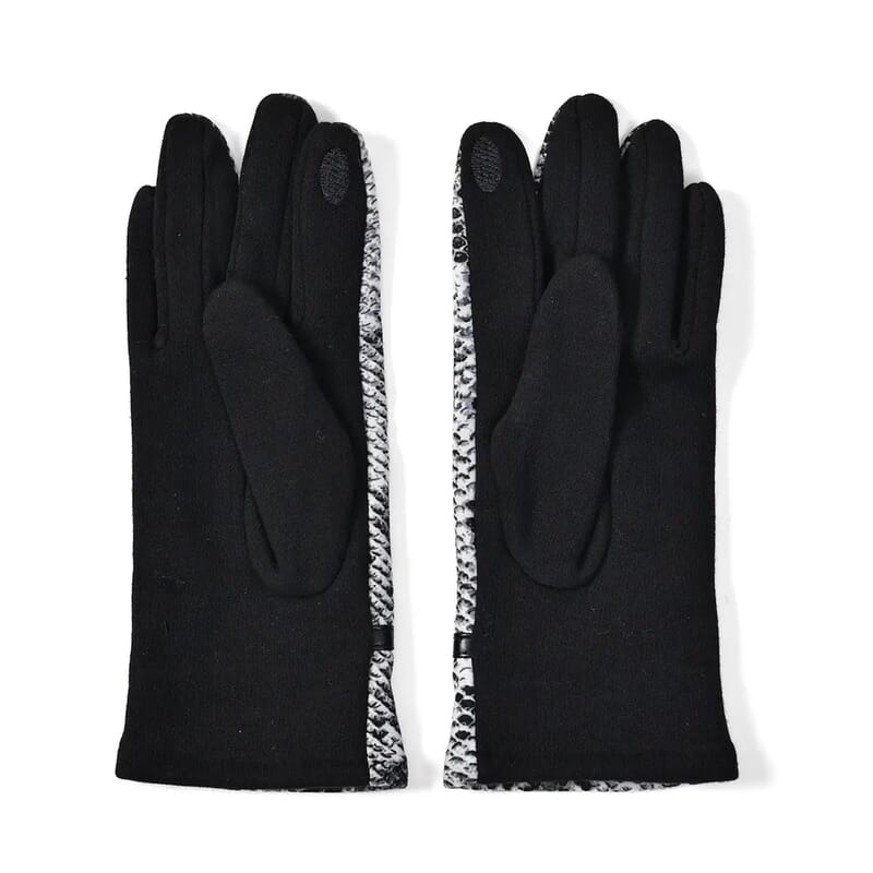Python Skin Printed Hat (9.5 cm) and 1 Pair Gloves - Gray