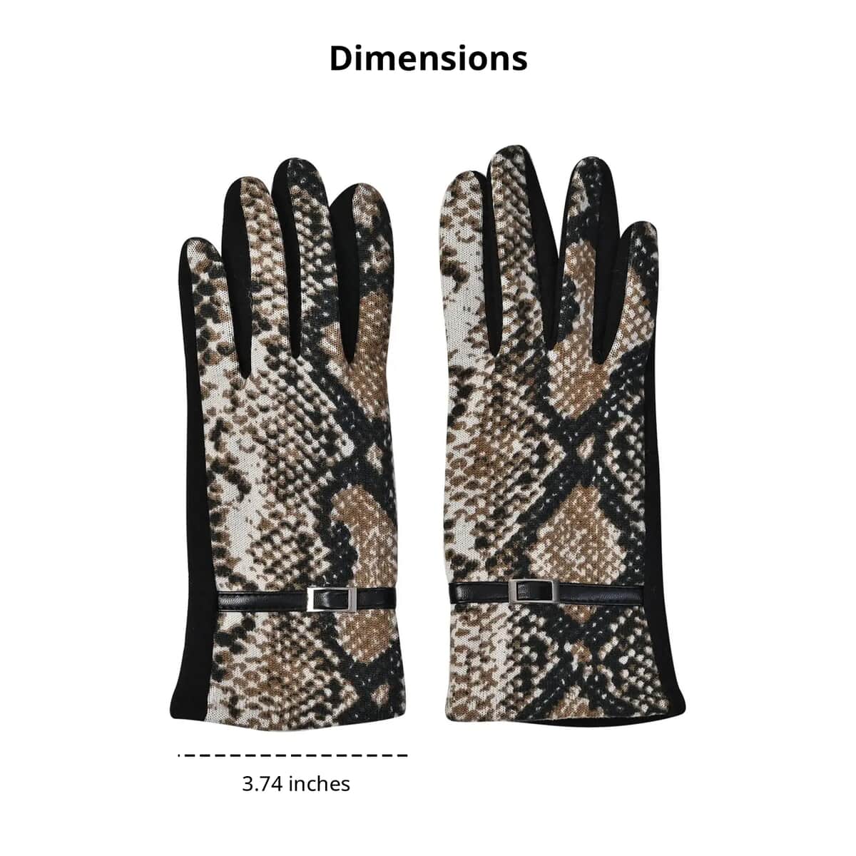 Python Skin Printed Hat and 1 Pair Gloves - Brown image number 4