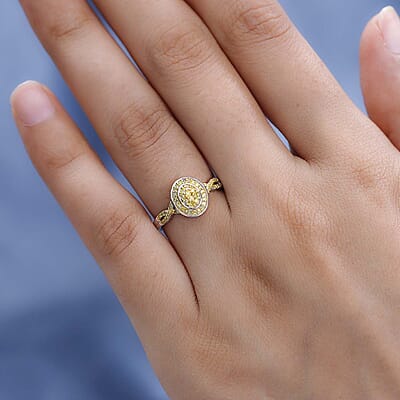 Natural Yellow Diamond I3 Infinity Shank Ring in Platinum Over Sterling Silver (Size 7.0) 0.25 ctw