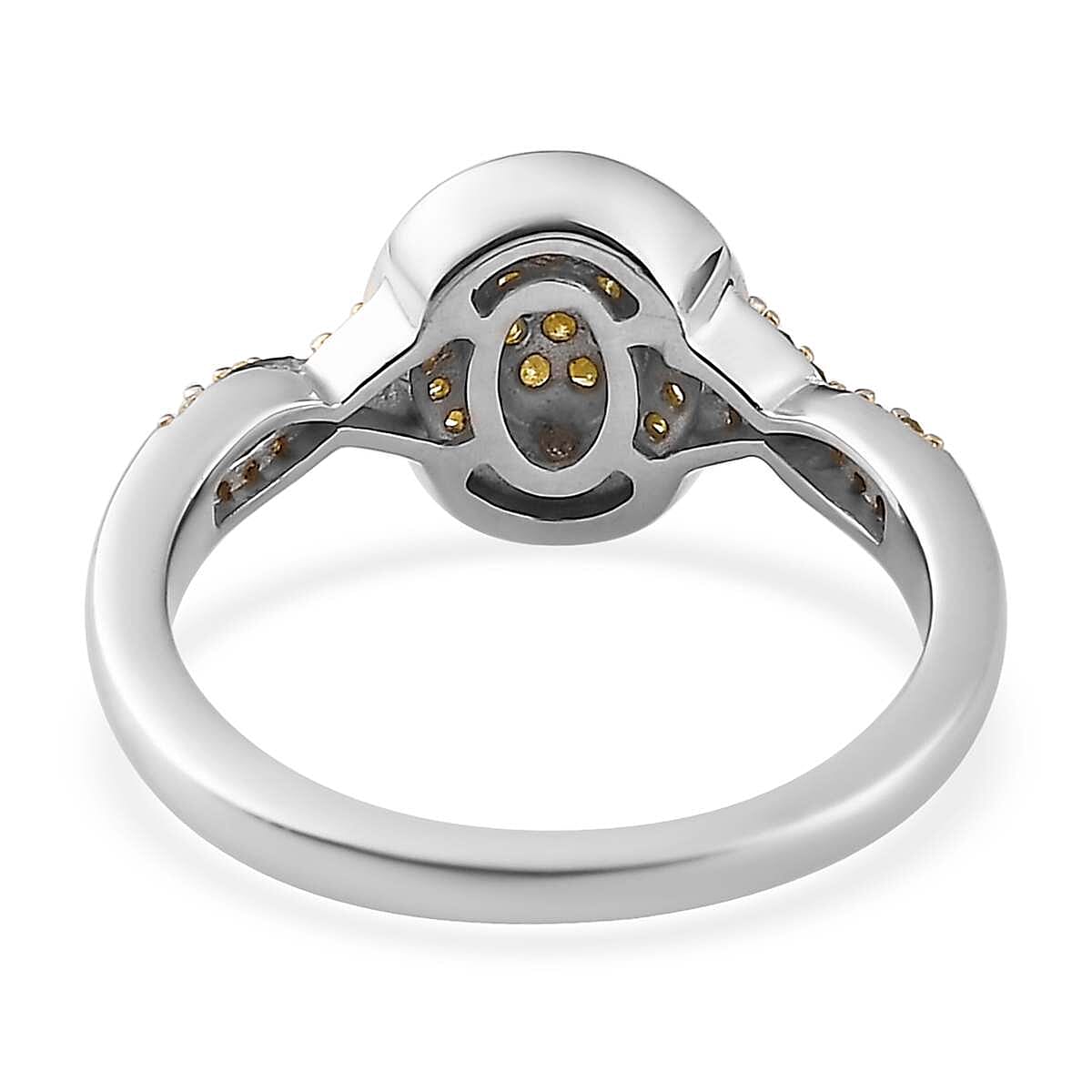 Natural Yellow Diamond I3 Infinity Shank Ring in Platinum Over Sterling Silver (Size 7.0) 0.25 ctw