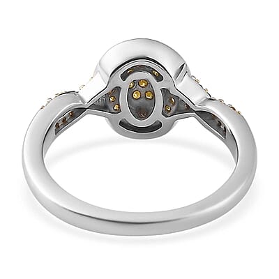 Natural Yellow Diamond I3 Infinity Shank Ring in Platinum Over Sterling Silver (Size 7.0) 0.25 ctw