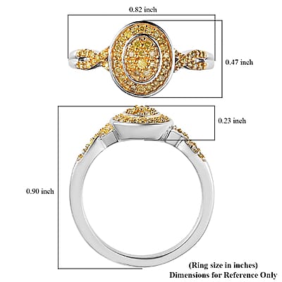 Natural Yellow Diamond I3 Infinity Shank Ring in Platinum Over Sterling Silver (Size 7.0) 0.25 ctw
