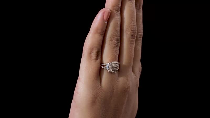 Natural Champagne and White Diamond Split Shank Ring in Vermeil RG Over Sterling Silver (Size 10.0) 0.50 ctw