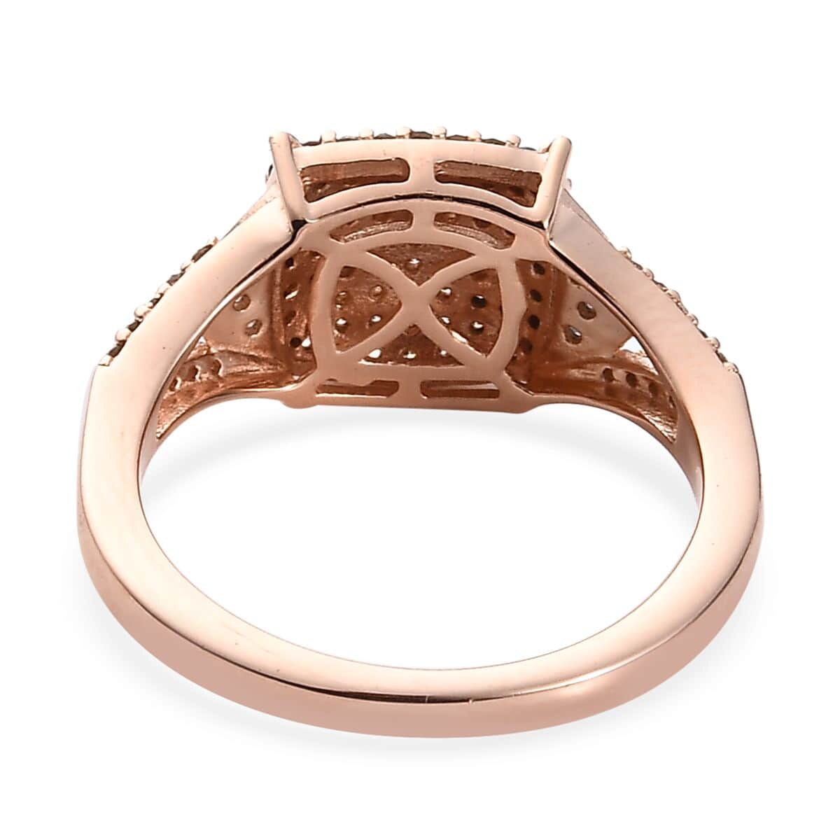 Natural Champagne and White Diamond 0.50 ctw Split Shank Ring in Vermeil Rose Gold Over Sterling Silver (Size 10.0) (Del. In 10-12 Days) image number 4