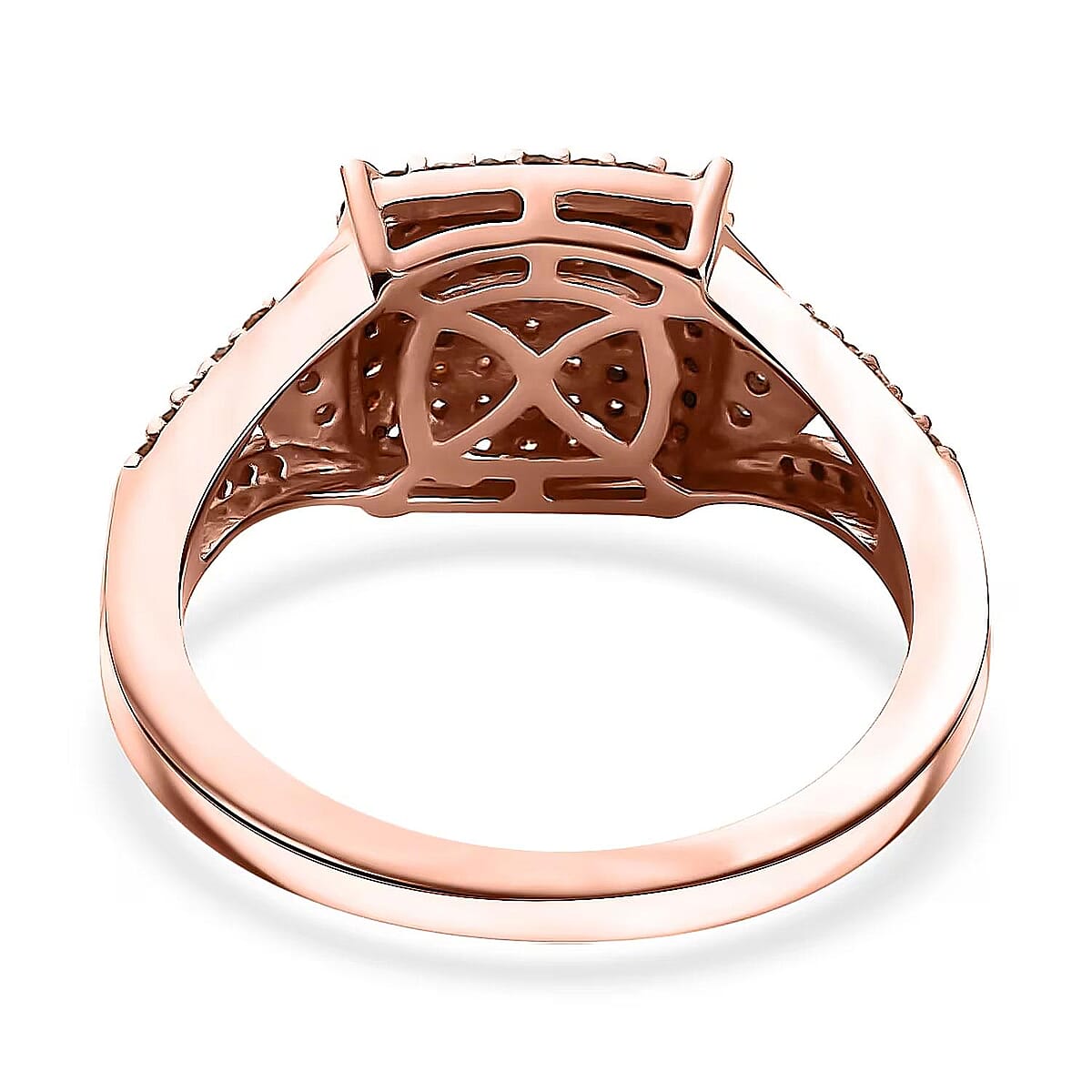 D'Joy Natural Champagne and White Diamond 0.50 ctw Split Shank Ring in Vermeil Rose Gold Over Sterling Silver (Size 8.0) image number 7