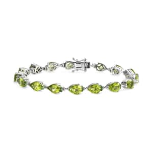 Premium Peridot and Chrome Diopside Bracelet in Rhodium Over Sterling Silver (8.00 In) 19.75 ctw