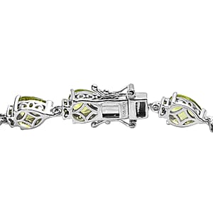 Premium Peridot and Chrome Diopside Bracelet in Rhodium Over Sterling Silver (8.00 In) 19.75 ctw