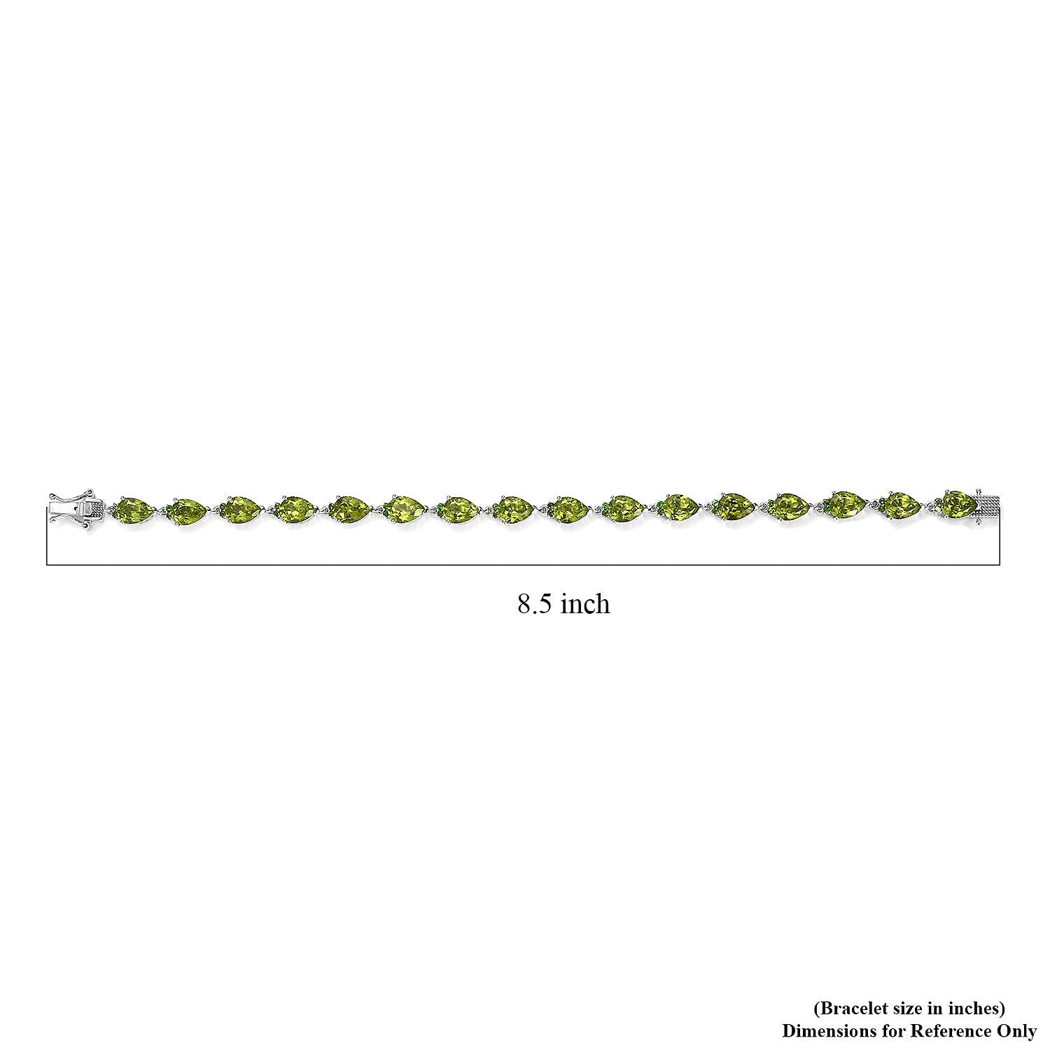 Premium Peridot and Chrome Diopside Bracelet in Rhodium Over Sterling Silver (8.00 In) 19.75 ctw