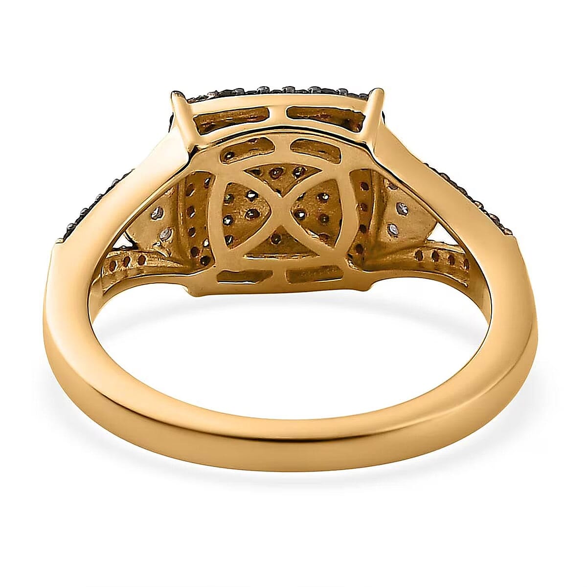 Green and White Diamond Split Shank Ring in Vermeil Yellow Gold Over Sterling Silver (Size 8.0) 0.50 ctw image number 7